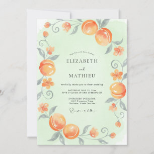 Orange Citrus Mint Eucalyptus Wedding Invitation