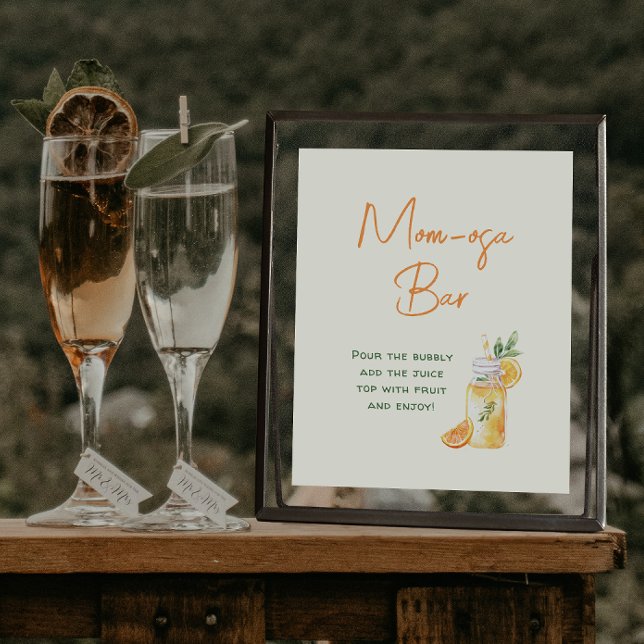 Orange Citrus Mom-osa Bar Baby Shower Drinks Sign (Creator Uploaded)