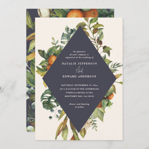 Orange citrus plum watercolor botanical wedding