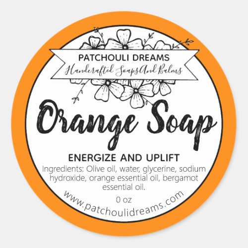 Orange Citrus Scented Handmade Soap Classic Round Sticker