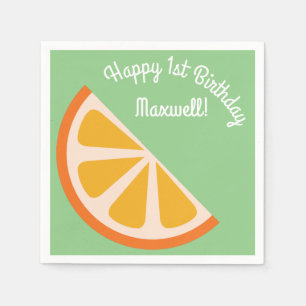 Orange Citrus Slice Cute 1st Birthday Party Napkins