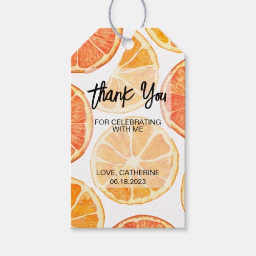 Orange Citrus Slice Summer Birthday Party Gift Tag