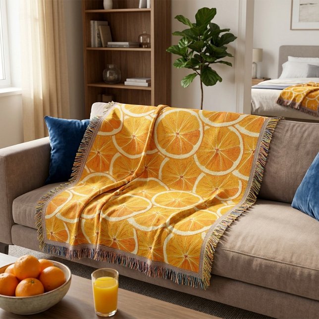 Orange Citrus Slices Throw Blanket  (Creator Uploaded)