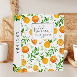 Orange Citrus Summer Botanical Recipe Cookbook Mini Binder