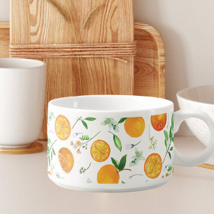 Orange Citrus Summer Floral Botanical Pattern Bowl