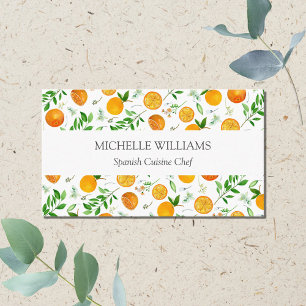 Orange Citrus Summer Floral Botanical Pattern Business Card