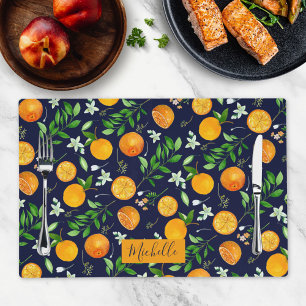 Orange Citrus Summer Floral Botanical Pattern Placemat