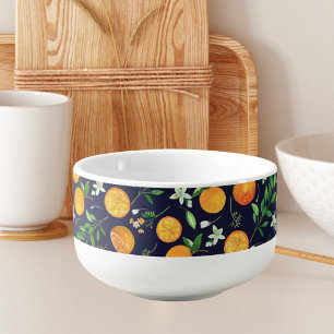 Orange Citrus Summer Floral Botanical Pattern Soup Mug