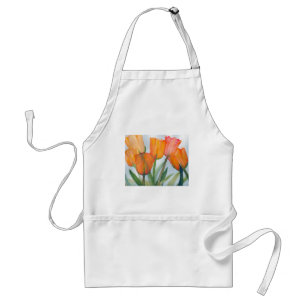 Orange Citrus Tulips Adult Apron