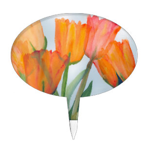 Orange Citrus Tulips Cake Topper