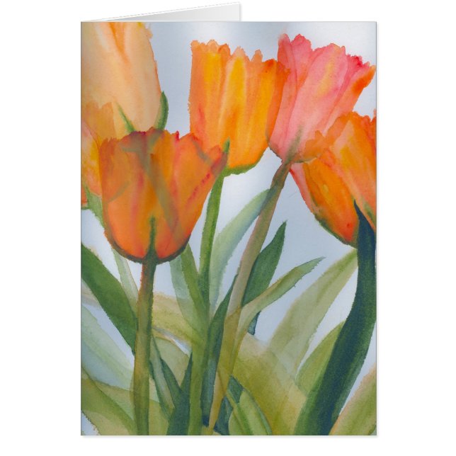 Orange Citrus Tulips Cards (Front)