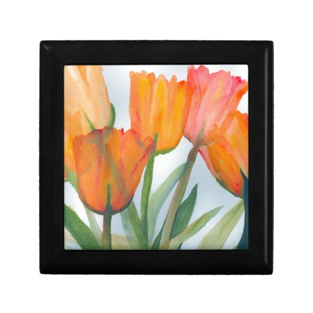 Orange Citrus Tulips Keepsake Box (Front)