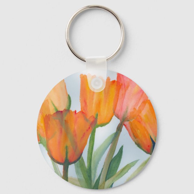 Orange Citrus Tulips Keychain (Front)