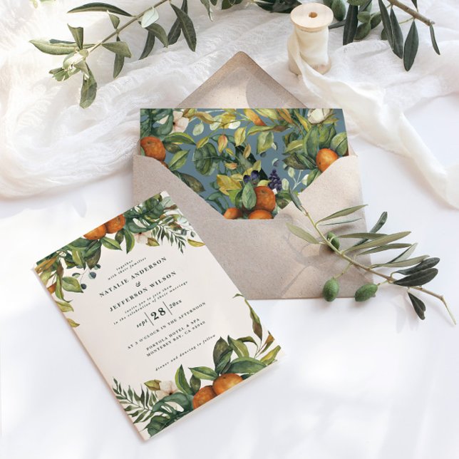 Orange citrus watercolor botanical modern wedding (Creator Uploaded)