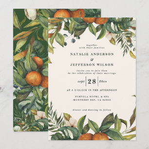 Orange citrus watercolor botanical modern wedding