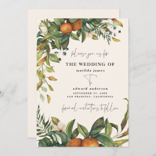 Orange citrus watercolor botanical wedding