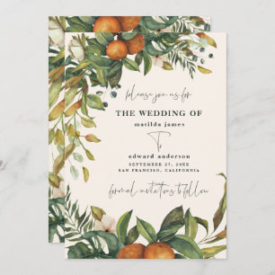 Orange citrus watercolor botanical wedding