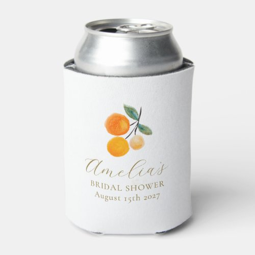 Orange Citrus Watercolor Bridal Brunch Custom Can Cooler