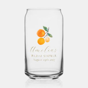 Orange Citrus Watercolor Bridal Brunch Custom Can Glass