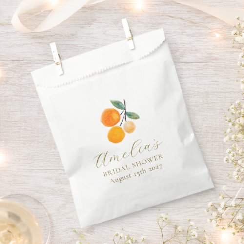 Orange Citrus Watercolor Bridal Brunch Custom Favor Bag