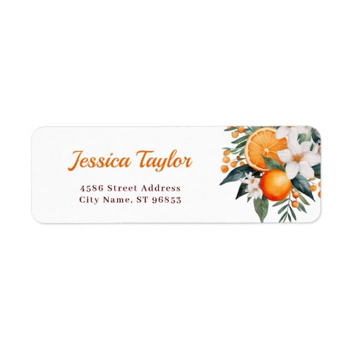 Orange Citrus Watercolor Return Address Label