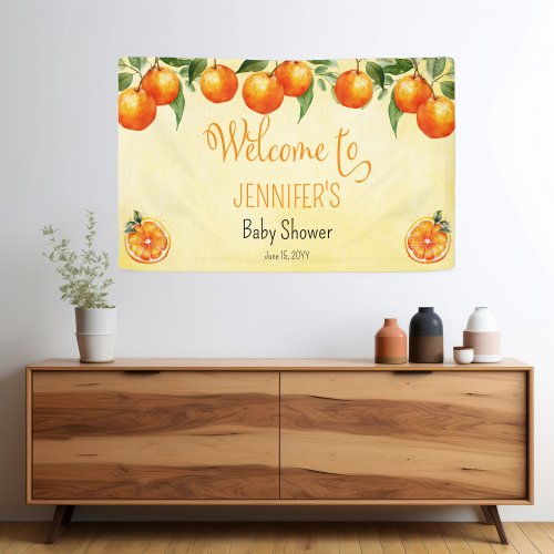 Orange Citrus Watercolor Welcome To Baby Shower  Banner