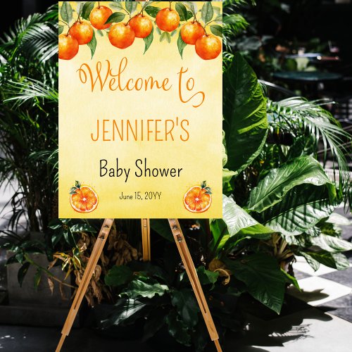 Orange Citrus Watercolor Welcome To Baby Shower  Foam Board
