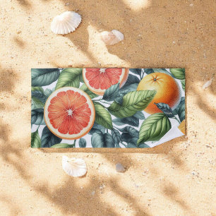 Orange Citrus Whimsical Watercolor Fruit & Floral Beach Towel