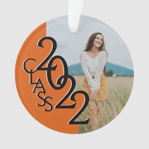 Orange Class 2022 Graduation Photo  Ornament