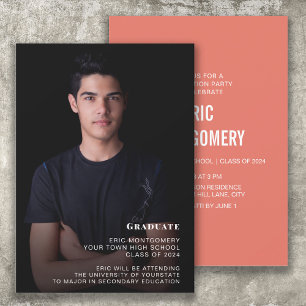 Orange Class of 2024 Boy's Graduation Party Photo Invitation