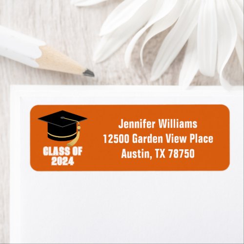 Orange Class of 2024 Graduation Return Address Label