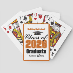 Orange Class of 2026 Custom Graduation Party Poker Cards