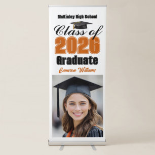 Orange Class of 2026 Graduate Photo Graduation Retractable Banner