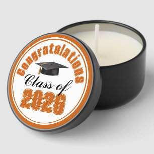 Orange Class of 2026 Graduation Party Mini Candle Favors