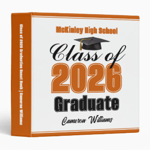 Orange Class of 2026 Graduation Photo Album 3 Ring Binder