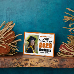 Orange Class of 2026 Graduation Photo Plaque