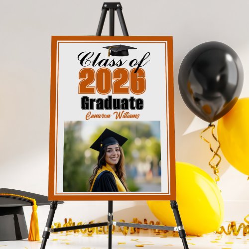 Orange Class of 2026 Photo Custom Graduation Party