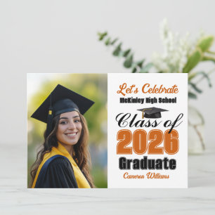 Orange Class of 2026 Photo Graduation Party Invitation