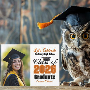 Orange Class of 2026 Photo Graduation Party Invitation