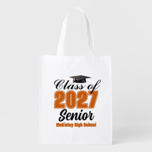 Orange Class of 2027 Senior Custom High School Grocery Bag