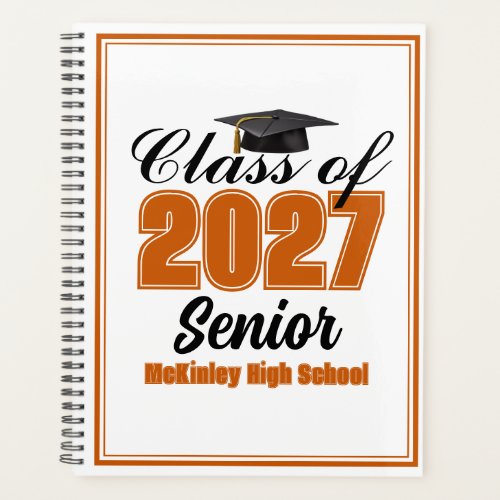 Orange Class of 2027 Senior Custom High School Planner
