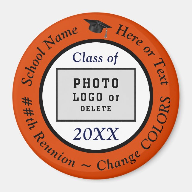 Orange, Class Reunion Souvenirs, or CHANGE COLORS Magnet (Front)