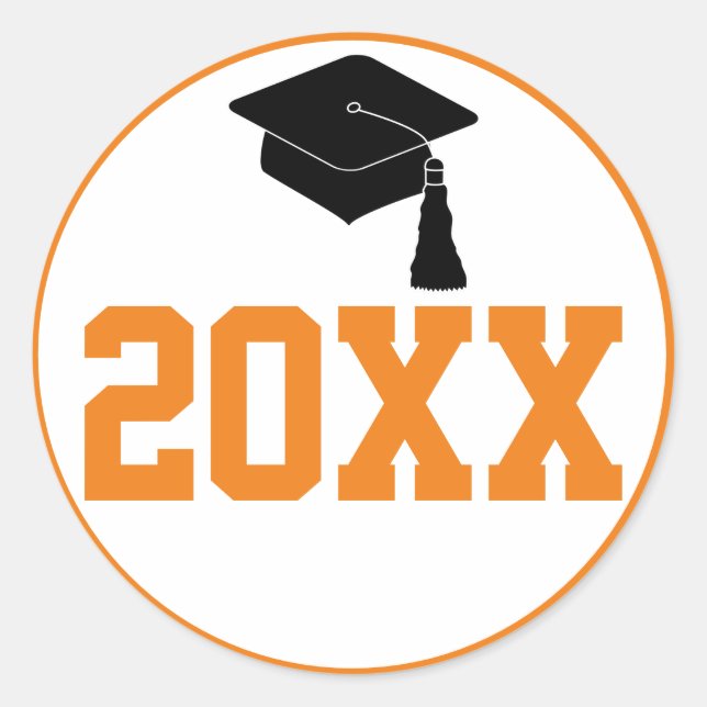 Orange Class Year Graduation Party Classic Round Sticker (Front)