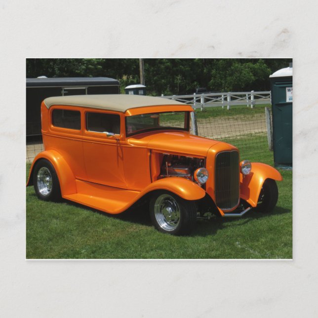 Orange Classic Car Postcard (Front)