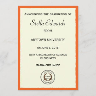 Orange Classic Graduation Announcement