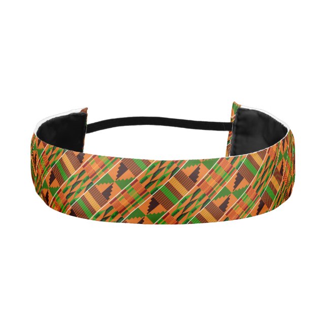 Orange Classic Kente African Non-Slip Headband (Front)