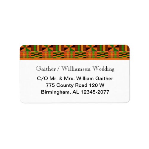 Orange Classic Kente RSVP Return Labels