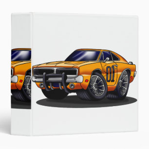 Orange Classic muscle car   - Choose back color 3 Ring Binder