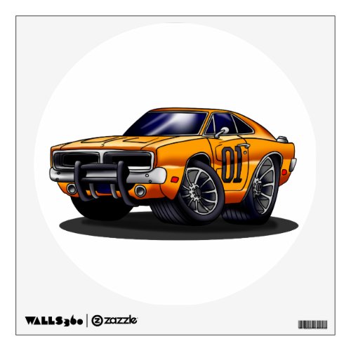 Orange Classic muscle car   _ Choose back color Wall Decal