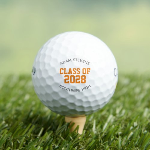Orange Classic Varsity Graduate Class Gift  Golf Balls